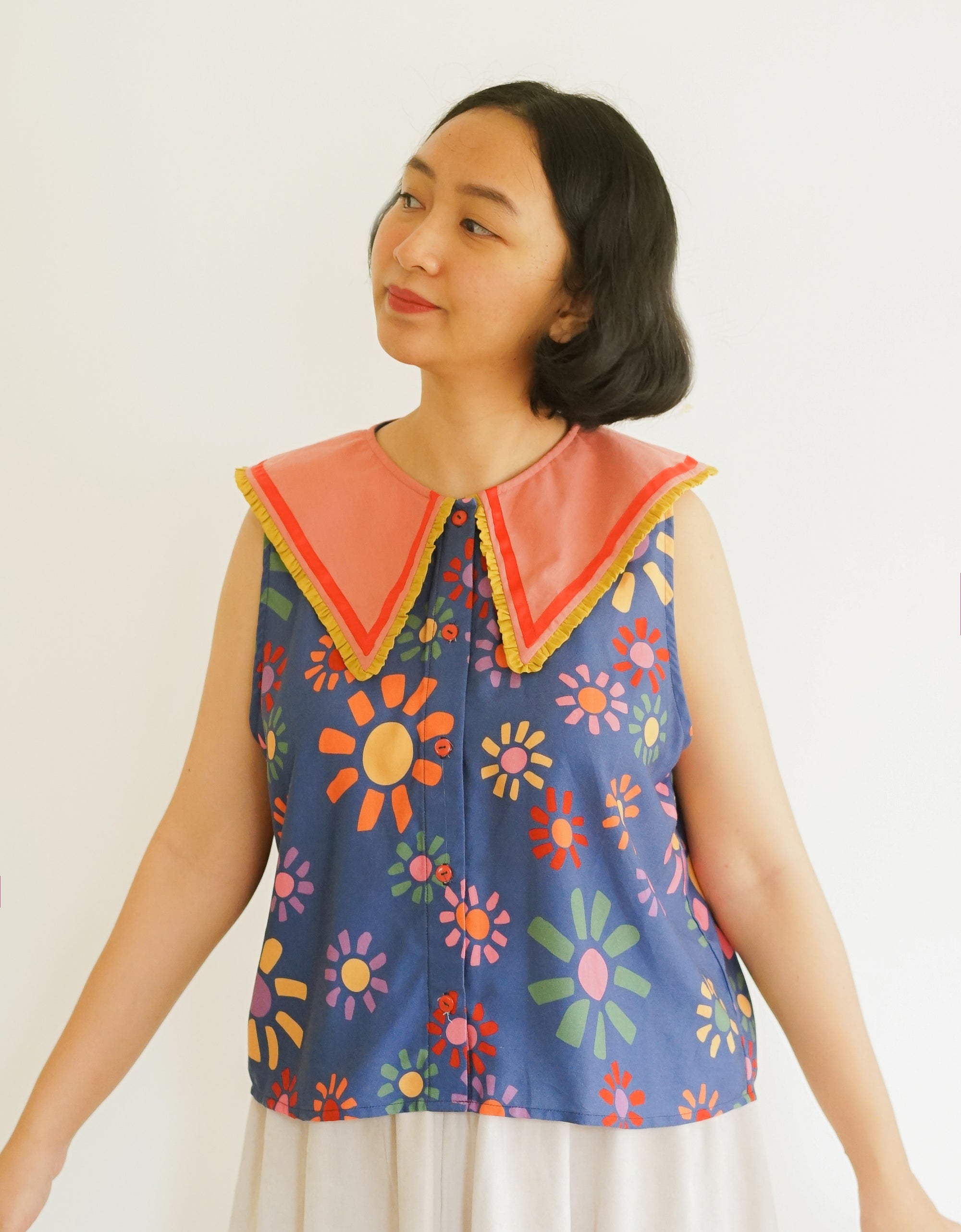 Picasso Ruffle-Collar Top
