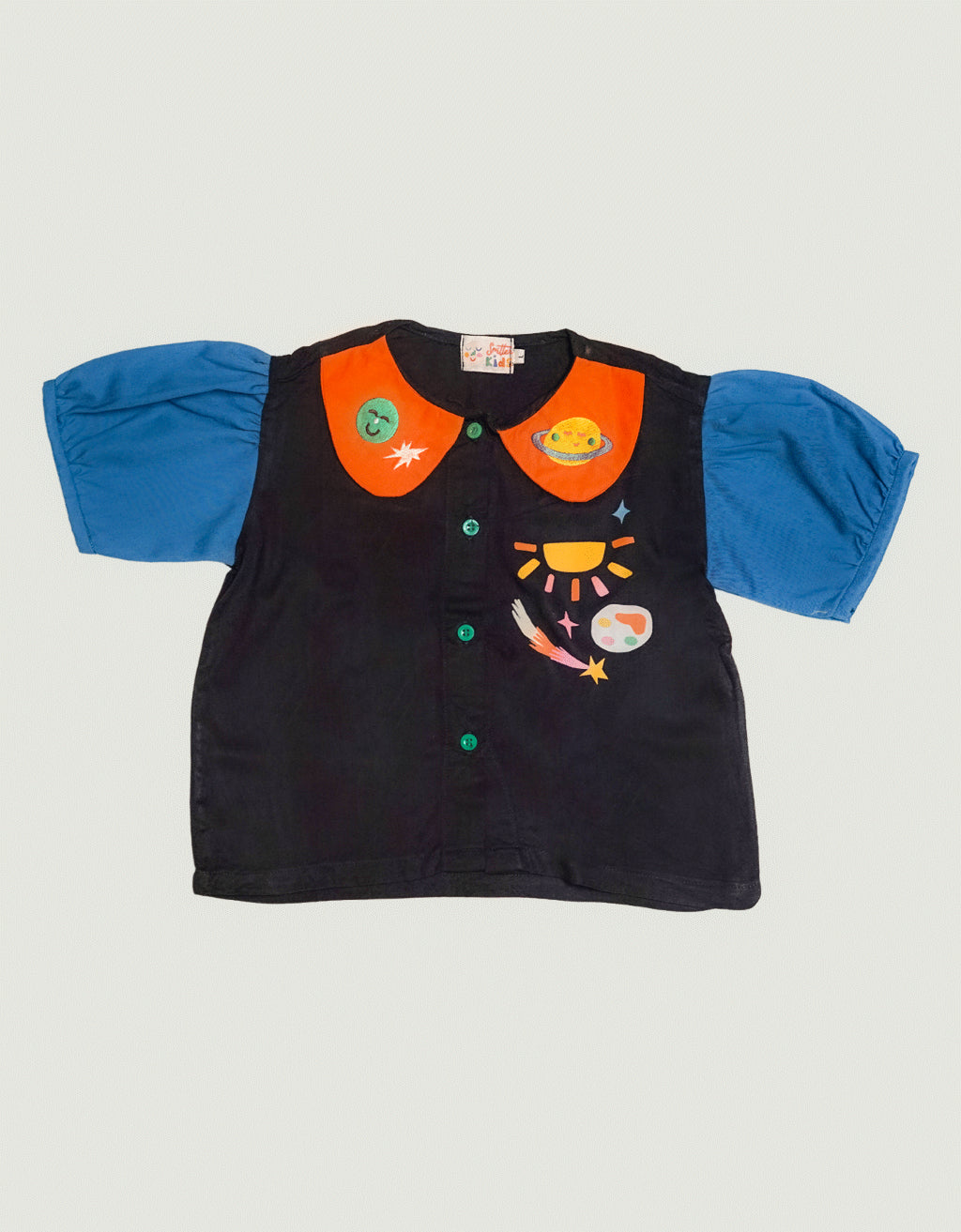 Smitten Kids - Puffy Collar Top - Happy Planets