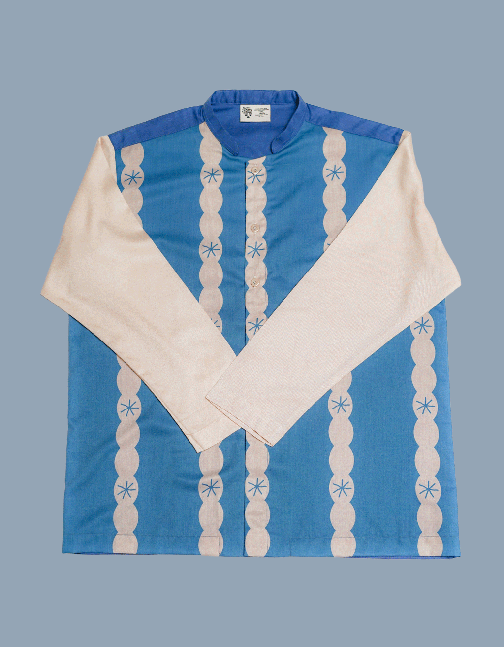 Band Collar Shirt - Anyam Biru