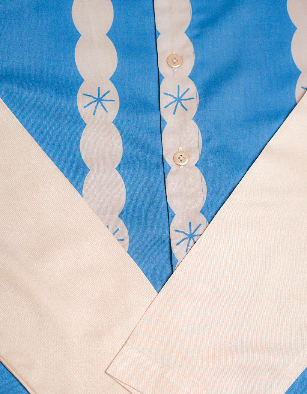 Band Collar Shirt - Anyam Biru
